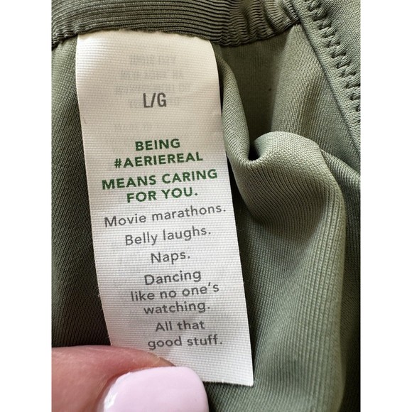 Aerie Sage Green Wrap Halter Bikini Top, Large Excellent Padded Boho - Picture 3 of 6